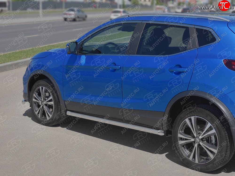 21 699 р. Защита порогов (Ø63 мм, нержавейка) SLITKOFF  Nissan Qashqai  2 (2017-2022) J11 рестайлинг (Металлические торцы под 45°)  с доставкой в г. Краснодар