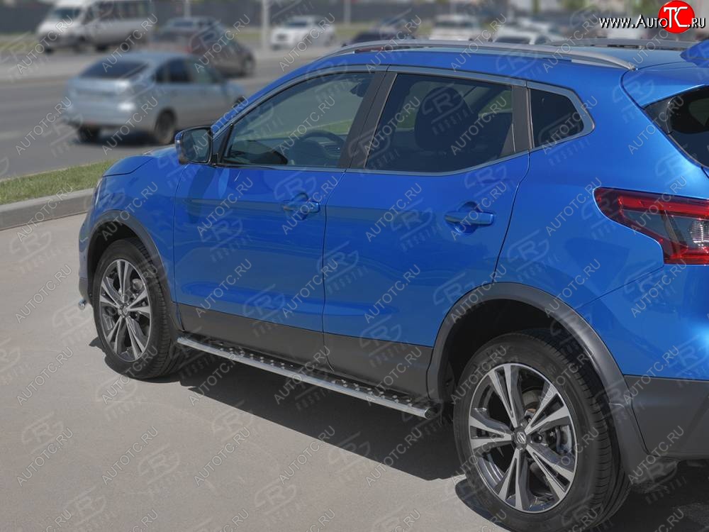 21 749 р. Защита порогов (Ø75x42 мм с проступью, нержавейка) Russtal Nissan Qashqai 2 J11 рестайлинг (2017-2022)  с доставкой в г. Краснодар