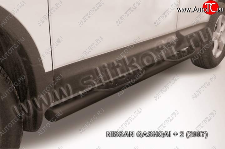 13 749 р. Защита порогов Slitkoff  Nissan Qashqai +2  1 (2008-2010) J10 дорестайлинг (Цвет: серебристый)  с доставкой в г. Краснодар