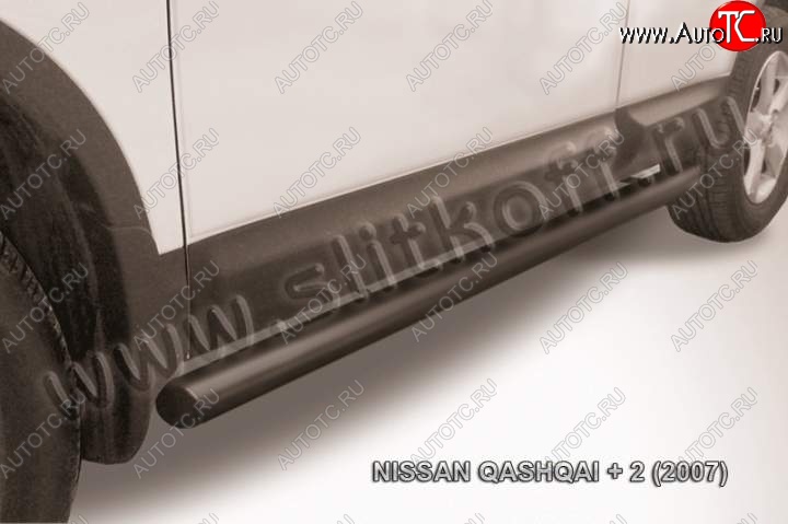 11 749 р. Защита порогов Slitkoff Nissan Qashqai +2 1 J10 дорестайлинг (2008-2010) (Цвет: серебристый)  с доставкой в г. Краснодар