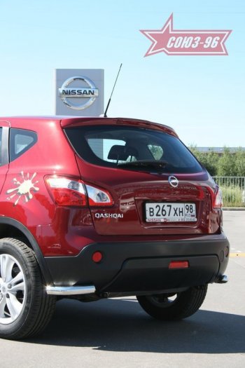 Защита заднего бампера из боковых уголков Souz-96 (d60) Nissan Qashqai +2 1 J10 дорестайлинг (2008-2010)