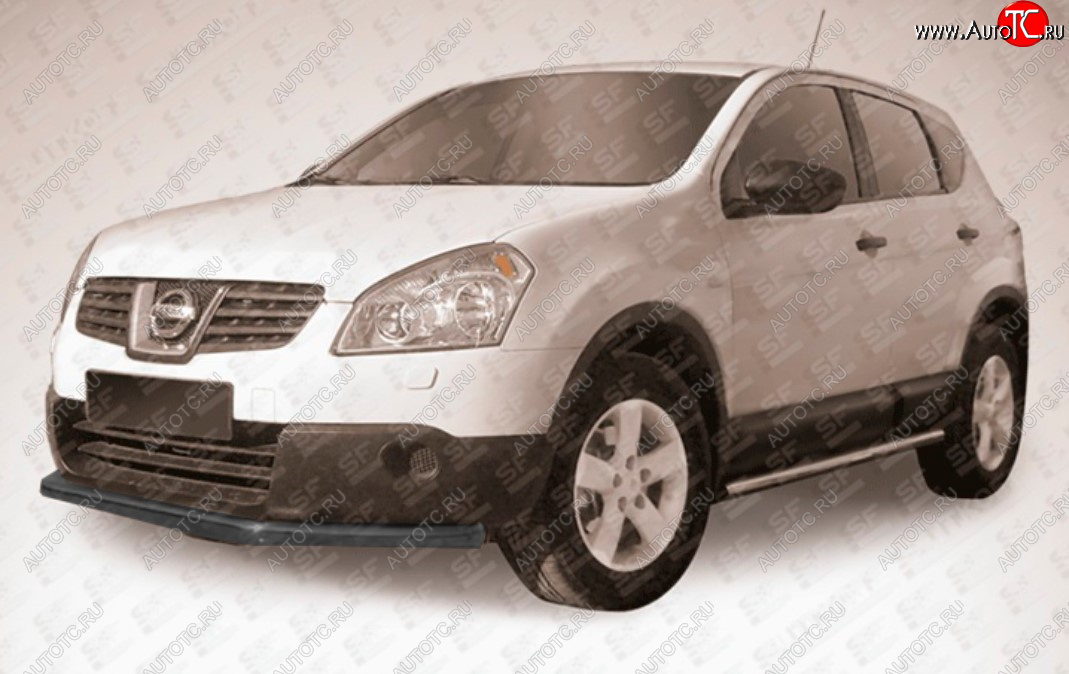 9 899 р. Защита переднего бампера Slitkoff (Ø 57 мм, длинная).  Nissan Qashqai  1 (2010-2013) J10 рестайлинг (Сталь с полимерным покрытием. Цвет: черный)  с доставкой в г. Краснодар