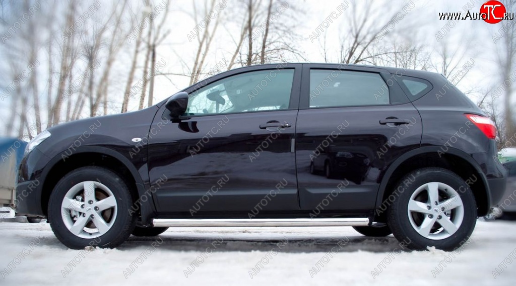 20 849 р. Защита порогов из круглой трубы диаметром 63 мм SLITKOFF v2  Nissan Qashqai  1 (2010-2013) J10 рестайлинг  с доставкой в г. Краснодар