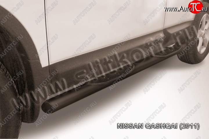 14 999 р. Защита порогов Slitkoff  Nissan Qashqai  1 (2010-2013) J10 рестайлинг (Цвет: серебристый)  с доставкой в г. Краснодар