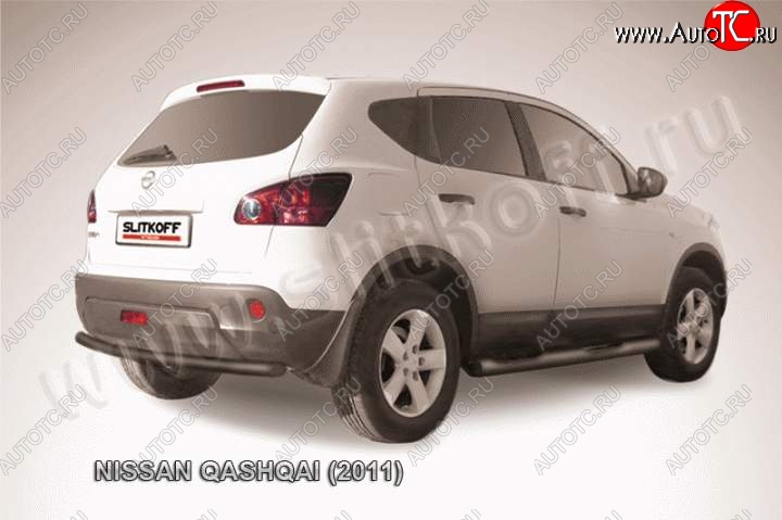 7 599 р. Защита задняя Slitkoff Nissan Qashqai 1 J10 рестайлинг (2010-2013) (Цвет: серебристый)  с доставкой в г. Краснодар