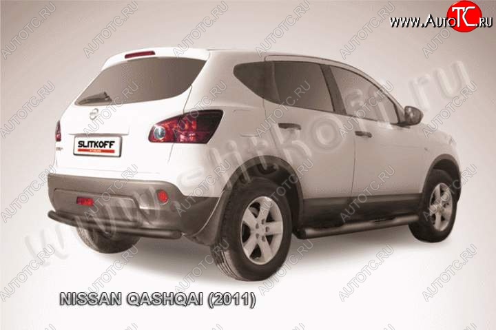 9 949 р. Защита задняя Slitkoff Nissan Qashqai 1 J10 рестайлинг (2010-2013) (Цвет: серебристый)  с доставкой в г. Краснодар