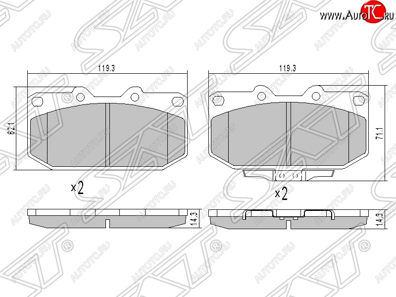 1 239 р. Колодки тормозные SAT (передние)  Subaru Impreza ( GD,  GG) (2000-2007) седан дорестайлинг, седан 1-ый рестайлинг, хэтчбэк 1-ый рестайлинг, седан 2-ой рестайлинг, хэтчбэк 2-ой рестайлинг  с доставкой в г. Краснодар