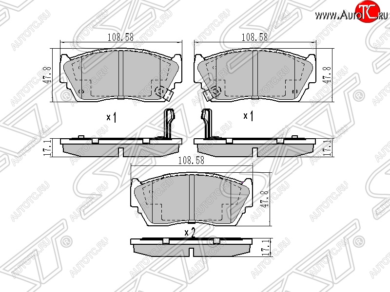 1 099 р. Колодки тормозные SAT (передние)  Nissan Sunny  N14 (1990-1998)  с доставкой в г. Краснодар