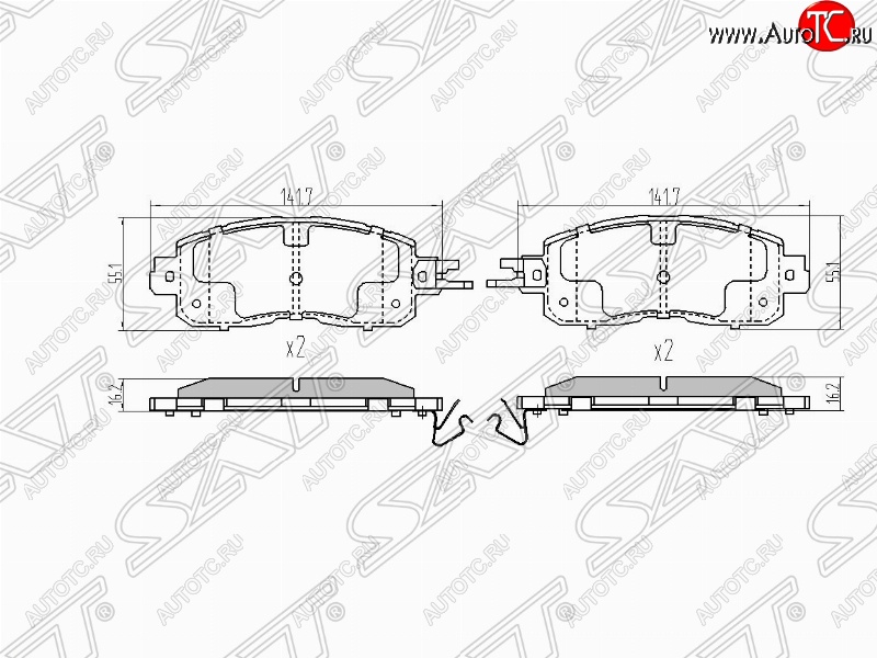 1 579 р. Колодки тормозные (передние) SAT  Nissan Teana  3 L33 (2014-2020) дорестайлинг  с доставкой в г. Краснодар