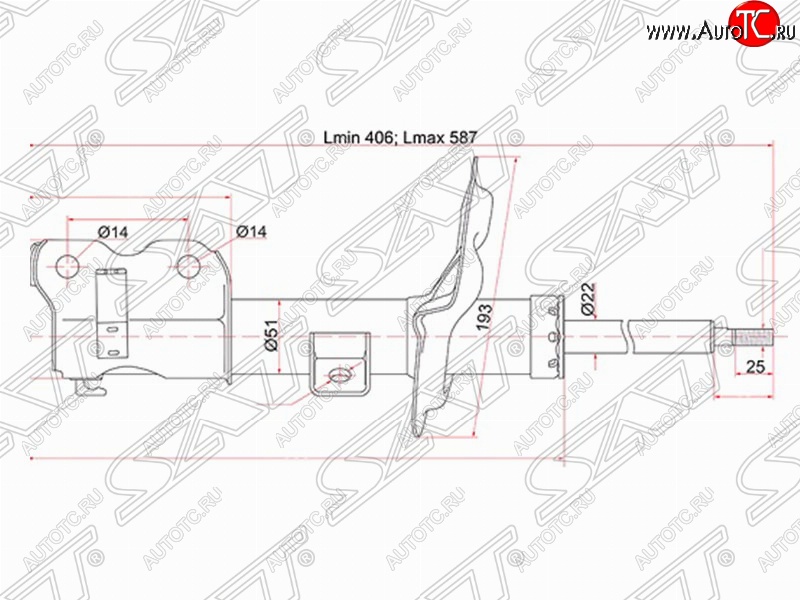 4 699 р. Правый амортизатор передний SAT Nissan Teana 1 J31 дорестайлинг (2003-2005)  с доставкой в г. Краснодар