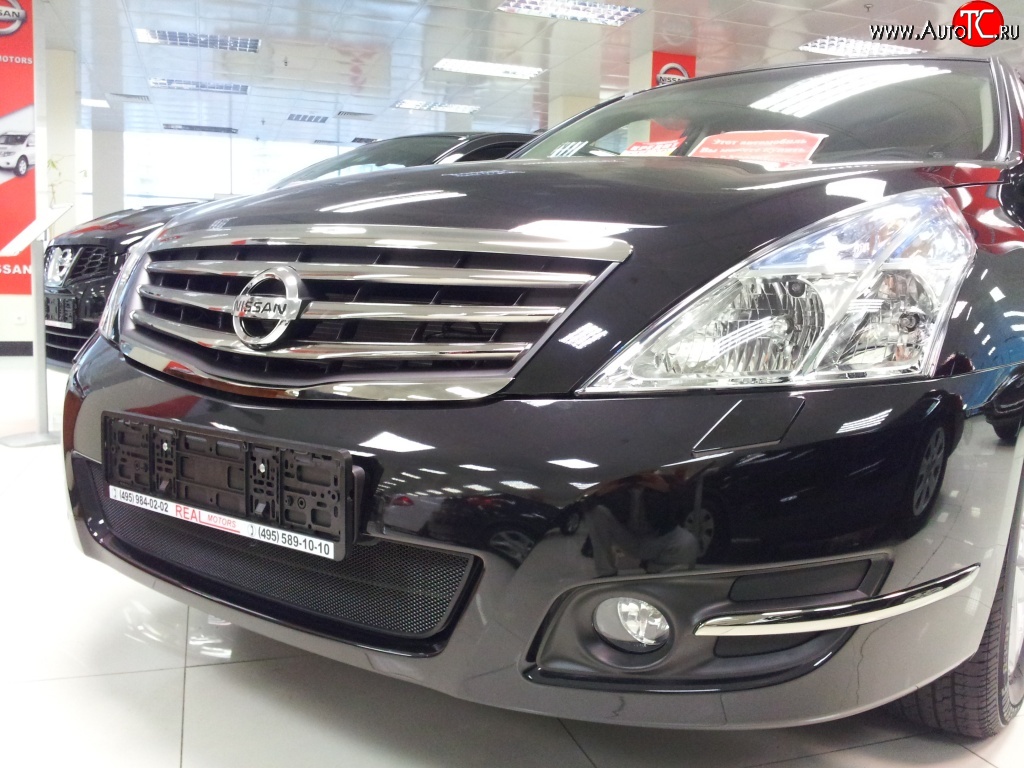 1 469 р. Сетка на бампер Russtal (черная) Nissan Teana 2 J32 дорестайлинг (2008-2011)  с доставкой в г. Краснодар