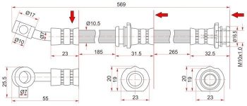 Тормозной шланг SAT (передний, правый) Nissan Teana 1 J31 дорестайлинг (2003-2005)