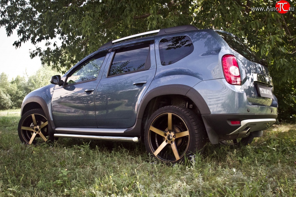 6 249 р. Накладки колесных арок RA (короткие, комплект)  Renault Duster  HS (2010-2015) дорестайлинг (Поверхность шагрень)  с доставкой в г. Краснодар