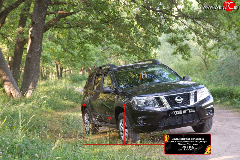 16 949 р. Расширители арок с молдингами дверей RA (комплект)  Nissan Terrano  D10 (2013-2022) дорестайлинг, рестайлинг (Поверхность шагрень)  с доставкой в г. Краснодар