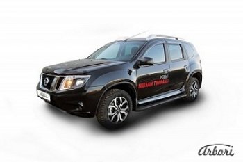 Порожки для ног Arbori Optima Black Nissan Terrano D10 рестайлинг (2016-2022)