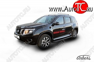 11 609 р. Порожки для ног Arbori Optima Black Nissan Terrano D10 дорестайлинг (2013-2016)  с доставкой в г. Краснодар