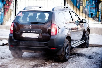 15 899 р. Порожки для ног из трубы Ø51 с алюминиевой площадкой Petroil Tuning Эстонец Nissan Terrano D10 дорестайлинг (2013-2016) (Черный (Шагрень))  с доставкой в г. Краснодар. Увеличить фотографию 5