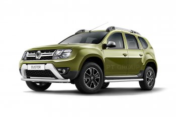 16 449 р. Защита переднего бампера (одинарная, Ø63 мм) Petroil Tuning Renault Duster HS рестайлинг (2015-2021) (Нержавеющая полированная сталь)  с доставкой в г. Краснодар. Увеличить фотографию 3