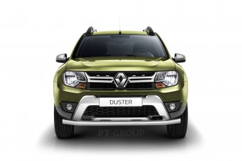 16 449 р. Защита переднего бампера (одинарная, Ø63 мм) Petroil Tuning Renault Duster HS рестайлинг (2015-2021) (Нержавеющая полированная сталь)  с доставкой в г. Краснодар. Увеличить фотографию 4