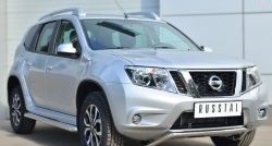 13 699 р. Защита переднего бампера (Ø42 мм волна, нержавейка) SLITKOFF  Nissan Terrano  D10 (2013-2022) дорестайлинг, рестайлинг  с доставкой в г. Краснодар. Увеличить фотографию 4