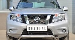 12 499 р. Защита переднего бампера (Ø42 мм волна, нержавейка) SLITKOFF Nissan Terrano D10 дорестайлинг (2013-2016)  с доставкой в г. Краснодар. Увеличить фотографию 1