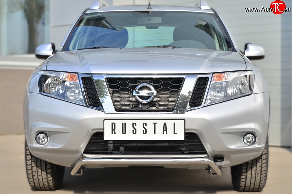 12 499 р. Защита переднего бампера (Ø42 мм волна, нержавейка) SLITKOFF Nissan Terrano D10 дорестайлинг (2013-2016)  с доставкой в г. Краснодар