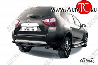 7 019 р. Защита заднего бампера Arbori (черная, 1 труба d42 mm). Nissan Terrano D10 дорестайлинг (2013-2016)  с доставкой в г. Краснодар