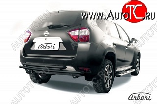 7 019 р. Защита заднего бампера Arbori (черная, 2 трубы d42 mm). Nissan Terrano D10 дорестайлинг (2013-2016)  с доставкой в г. Краснодар