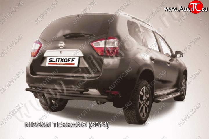 6 399 р. Защита задняя Slitkoff Nissan Terrano D10 дорестайлинг (2013-2016) (Цвет: серебристый)  с доставкой в г. Краснодар