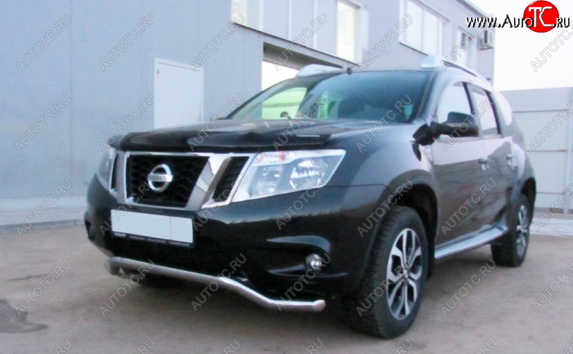 11 599 р. Защита переднего бампера Slitkoff (Ø 57, волна)  Nissan Terrano  D10 (2013-2022) дорестайлинг, рестайлинг (Нержавеющая сталь)  с доставкой в г. Краснодар