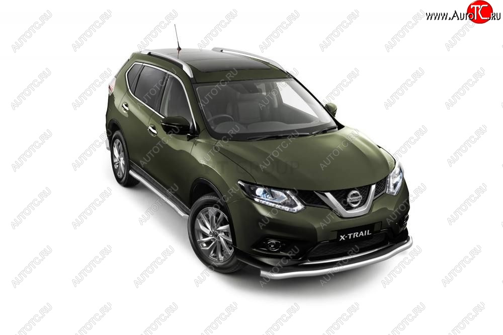 25 699 р. Защита порогов вогнутая из трубы Ø63 Petroil Tuning Nissan X-trail 3 T32 рестайлинг (2017-2022) (Нержавеющая полированная сталь)  с доставкой в г. Краснодар