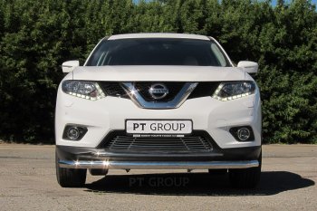 7 699 р. Накладка на решетку переднего бампера Petroil Tuning Nissan X-trail 3 T32 дорестайлинг (2013-2018) (Без парктроника)  с доставкой в г. Краснодар. Увеличить фотографию 4