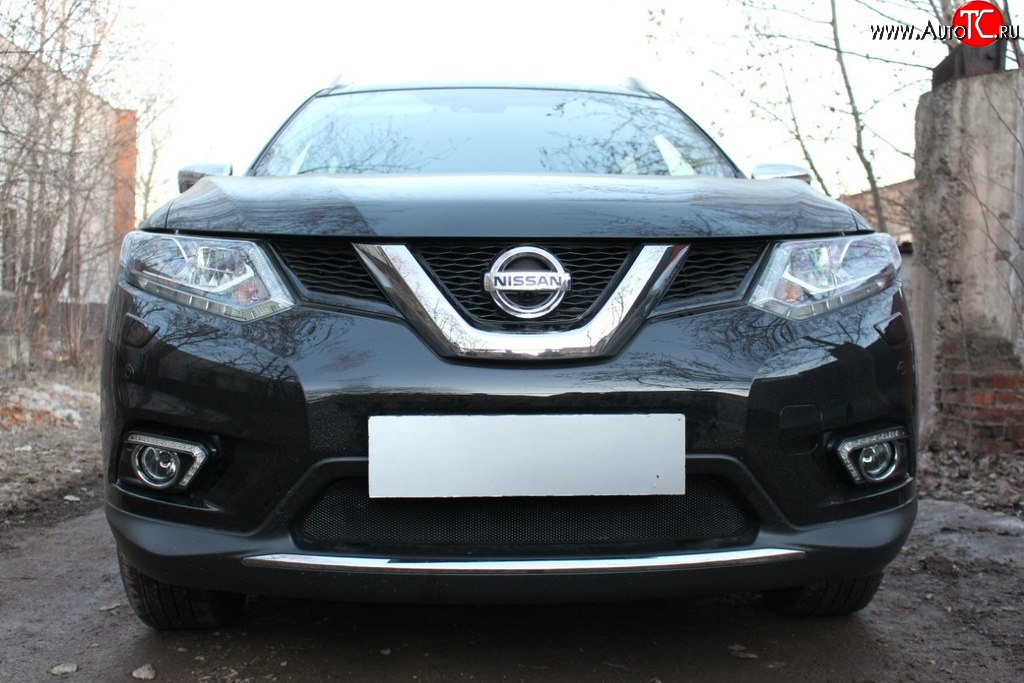 1 469 р. Сетка на бампер Russtal (черная) Nissan X-trail 3 T32 рестайлинг (2017-2022)  с доставкой в г. Краснодар