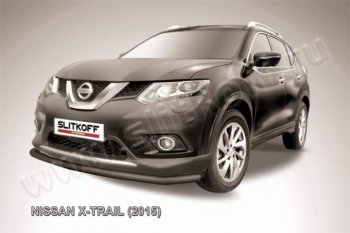 8 349 р. Защита переднего бампер Slitkoff  Nissan X-trail  3 T32 (2013-2018) дорестайлинг (Цвет: серебристый)  с доставкой в г. Краснодар. Увеличить фотографию 1