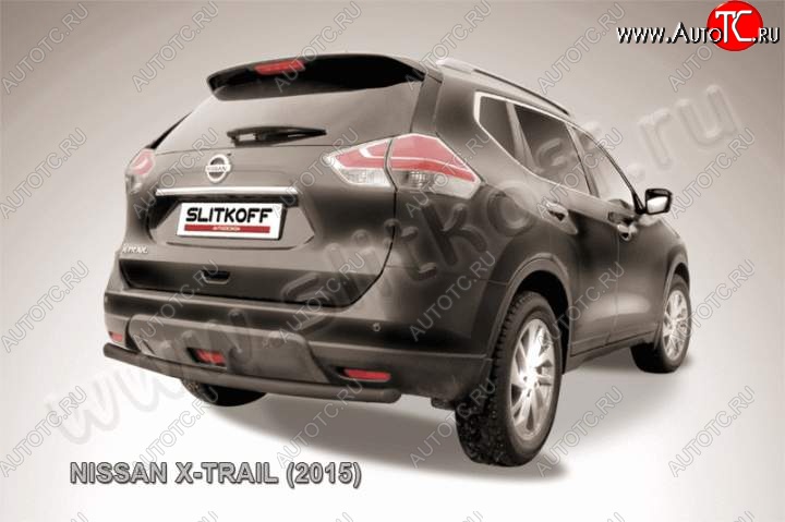 8 449 р. Защита задняя Slitkoff Nissan X-trail 3 T32 рестайлинг (2017-2022) (Цвет: серебристый)  с доставкой в г. Краснодар