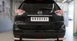 Одинарная защита заднего бампера из трёх труб диаметром 63 мм SLITKOFF Nissan (Нисан) X-trail (Х-трейл)  3 T32 (2017-2022) 3 T32 рестайлинг