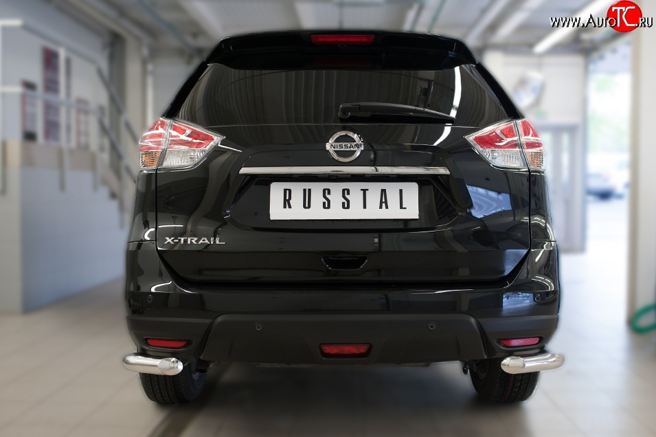 15 599 р. Защита заднего бампера (Ø63 мм уголки, нержавейка) SLITKOFF Nissan X-trail 3 T32 рестайлинг (2017-2022)  с доставкой в г. Краснодар