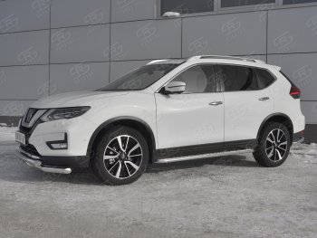 24 999 р. Защита переднего бампера (Ø63 мм с клыками, нержавейка) SLITKOFF  Nissan X-trail  3 T32 (2013-2018) дорестайлинг  с доставкой в г. Краснодар. Увеличить фотографию 2