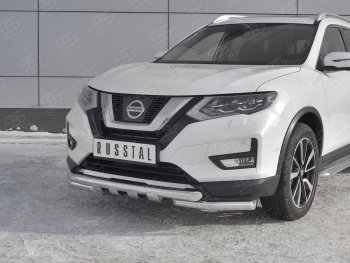 24 999 р. Защита переднего бампера (Ø63 мм с клыками, нержавейка) SLITKOFF  Nissan X-trail  3 T32 (2013-2018) дорестайлинг  с доставкой в г. Краснодар. Увеличить фотографию 4