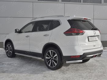 16 699 р. Защита заднего бампера (Ø63 мм уголки, нержавейка) SLITKOFF  Nissan X-trail  3 T32 (2017-2022) рестайлинг  с доставкой в г. Краснодар. Увеличить фотографию 2