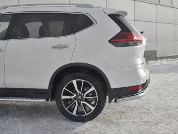 16 699 р. Защита заднего бампера (Ø63 мм уголки, нержавейка) SLITKOFF  Nissan X-trail  3 T32 (2017-2022) рестайлинг  с доставкой в г. Краснодар. Увеличить фотографию 3