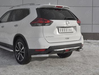 16 699 р. Защита заднего бампера (Ø63 мм уголки, нержавейка) SLITKOFF  Nissan X-trail  3 T32 (2017-2022) рестайлинг  с доставкой в г. Краснодар. Увеличить фотографию 4