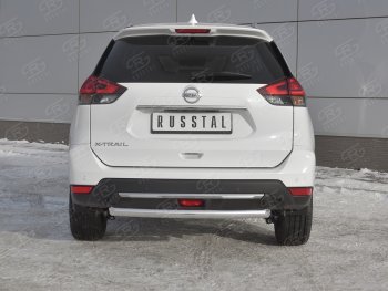 Защита заднего бампера (Ø63 мм, нержавейка) SLITKOFF Nissan (Нисан) X-trail (Х-трейл)  3 T32 (2017-2022) 3 T32 рестайлинг