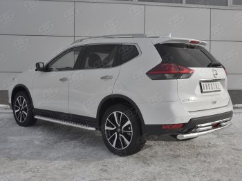 18 449 р. Защита заднего бампера (Ø63 и 42 мм , нержавейка) RUSSTAL Nissan X-trail 3 T32 рестайлинг (2017-2022)  с доставкой в г. Краснодар. Увеличить фотографию 2