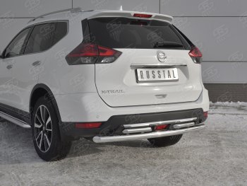 18 449 р. Защита заднего бампера (Ø63 и 42 мм , нержавейка) RUSSTAL Nissan X-trail 3 T32 рестайлинг (2017-2022)  с доставкой в г. Краснодар. Увеличить фотографию 4