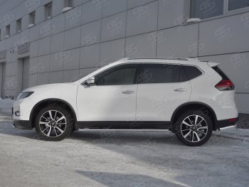 15 299 р. Защита порогов (Ø75x42 мм с проступью) Russtal Nissan X-trail 3 T32 рестайлинг (2017-2022)  с доставкой в г. Краснодар. Увеличить фотографию 2