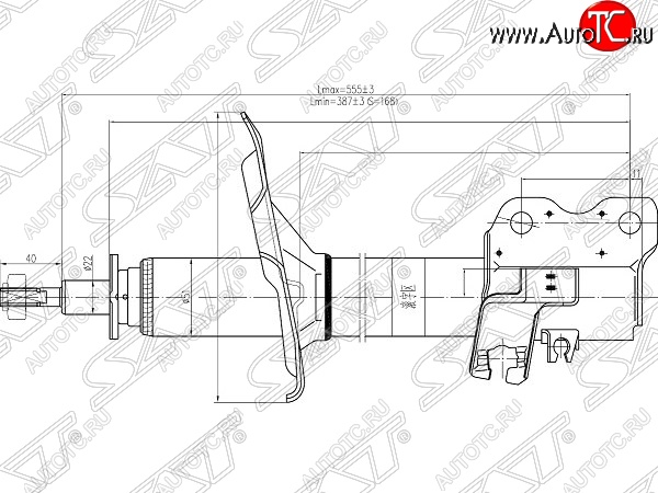 3 999 р. Правый амортизатор передний SAT  Nissan X-trail  1 T30 (2000-2003) дорестайлинг  с доставкой в г. Краснодар