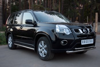 18 749 р. Защита переднего бампера (2 трубы Ø63 и 42 мм, нержавейка) SLITKOFF Nissan X-trail 2 T31 рестайлинг (2010-2015)  с доставкой в г. Краснодар. Увеличить фотографию 2