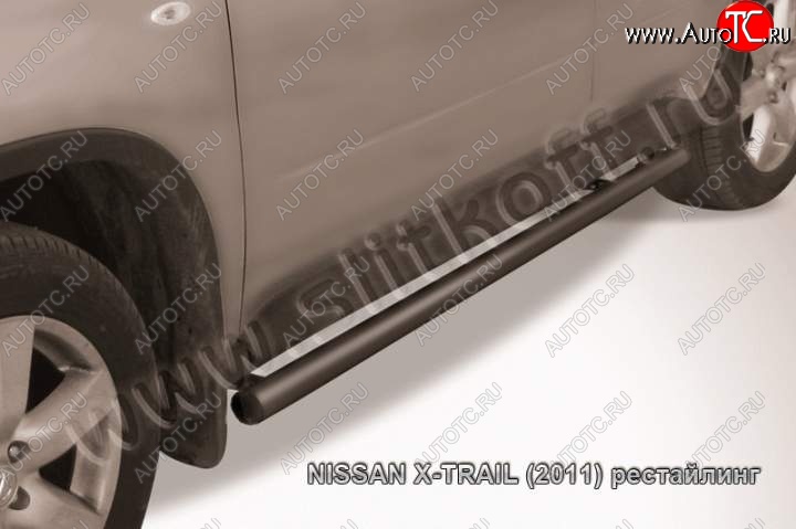 10 949 р. Защита порогов Slitkoff  Nissan X-trail  2 T31 (2007-2011) дорестайлинг (Цвет: серебристый)  с доставкой в г. Краснодар