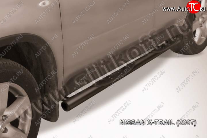 13 749 р. Защита порогов Slitkoff  Nissan X-trail  2 T31 (2007-2011) дорестайлинг (Цвет: серебристый)  с доставкой в г. Краснодар